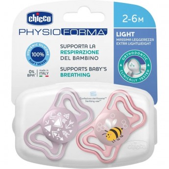 Пустышка CHICCO PHYSIO LIGHT PINK сил 2-6M 2 шт